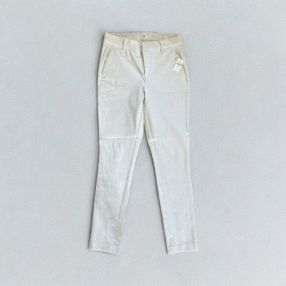 Gap Womens Signature Skinny Ankle Pants 4 Tall Off-White Pinstripe Work Office - Picture 1 of 9